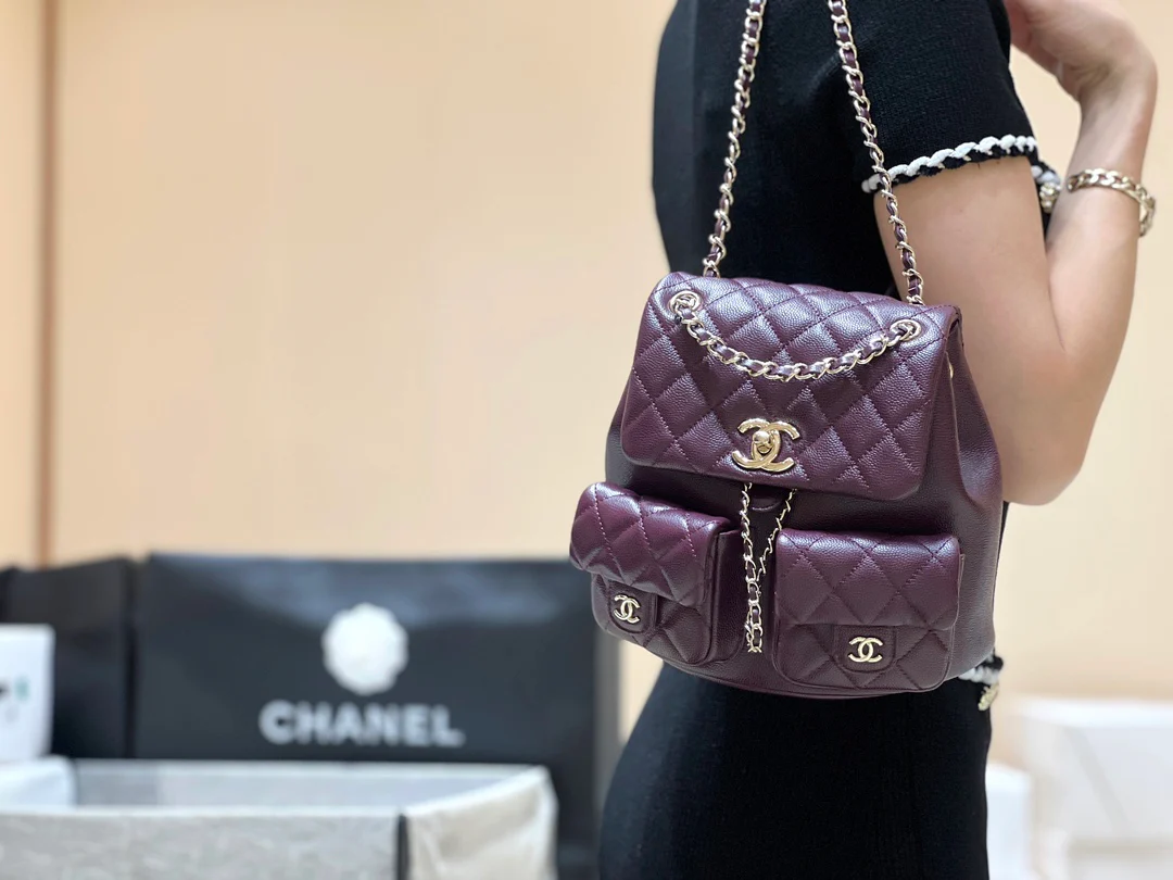 Рюкзак Chanel 24a-duma Frog, маленький, бордовый