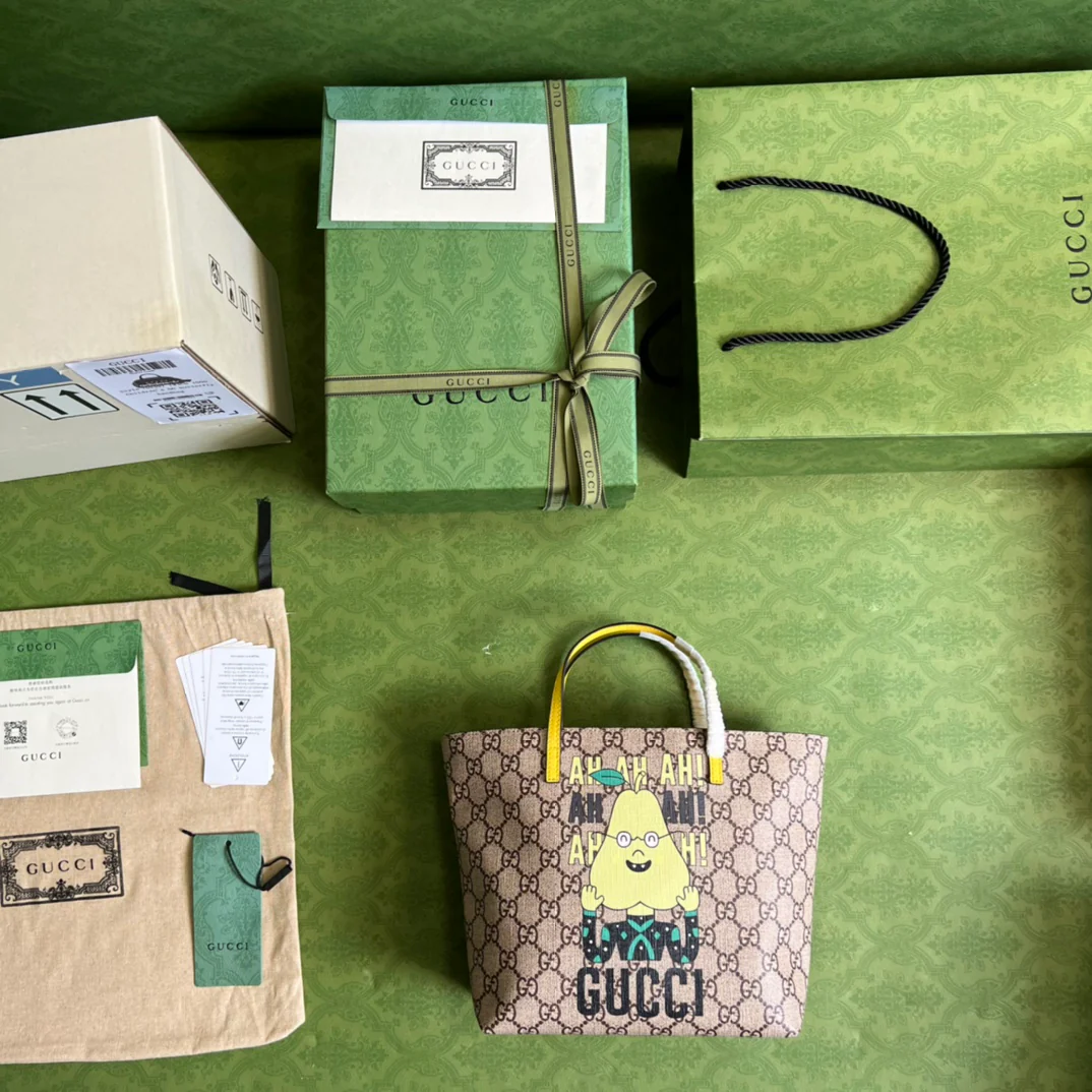 Gucci - Желтая сумка-тоут с мультяшным рисунком