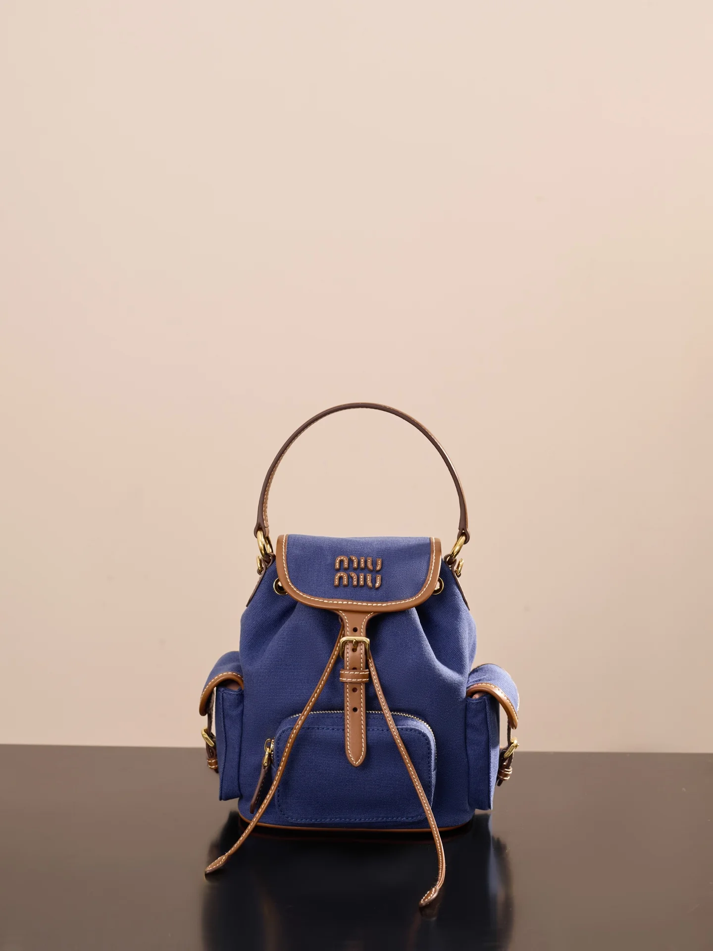 Рюкзак Miu Miu-5bz043m1280, маленький, синий.