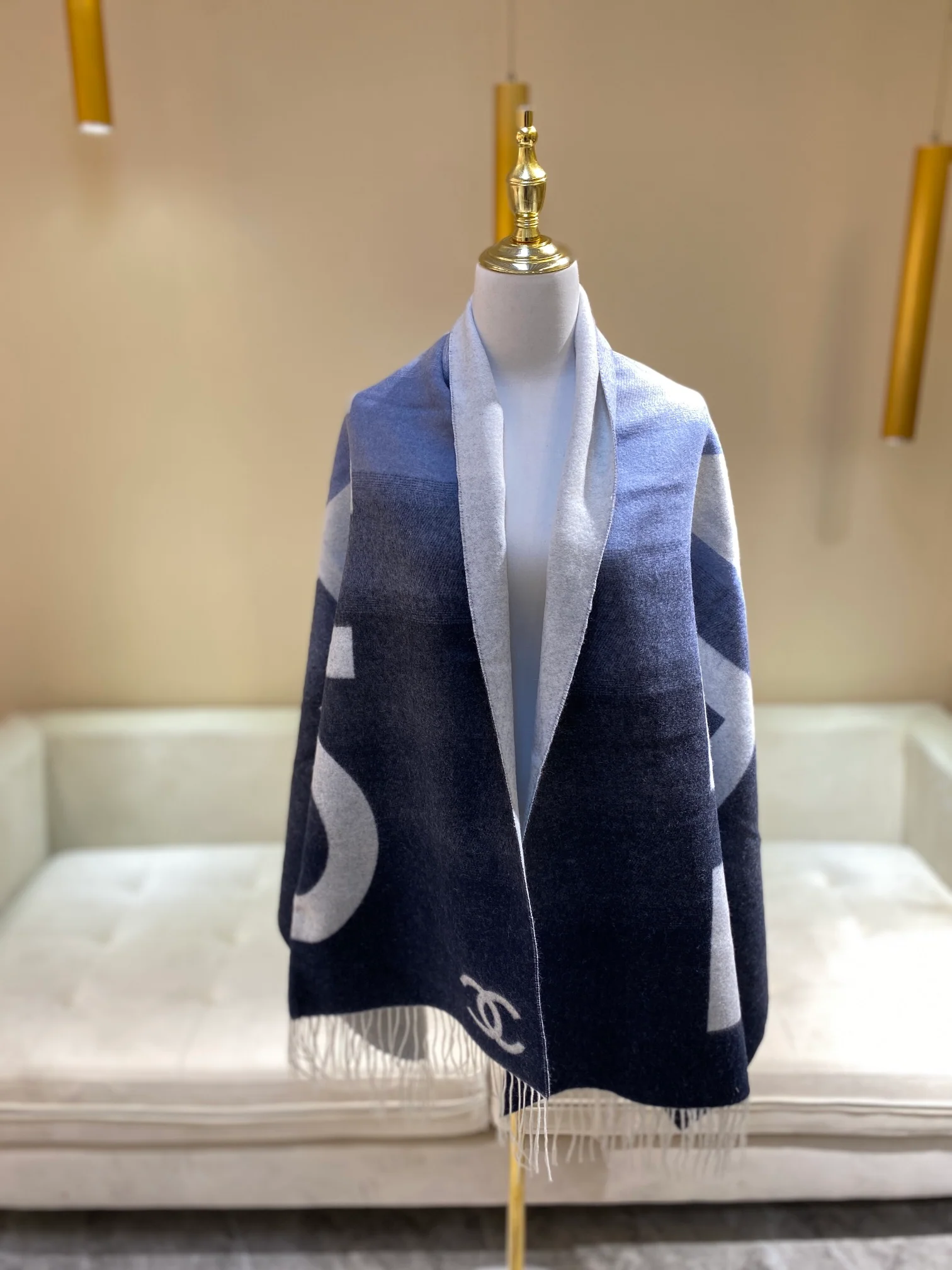 Шерстяной и кашемировый шарф Chanel - 70 см - 200 см - черный