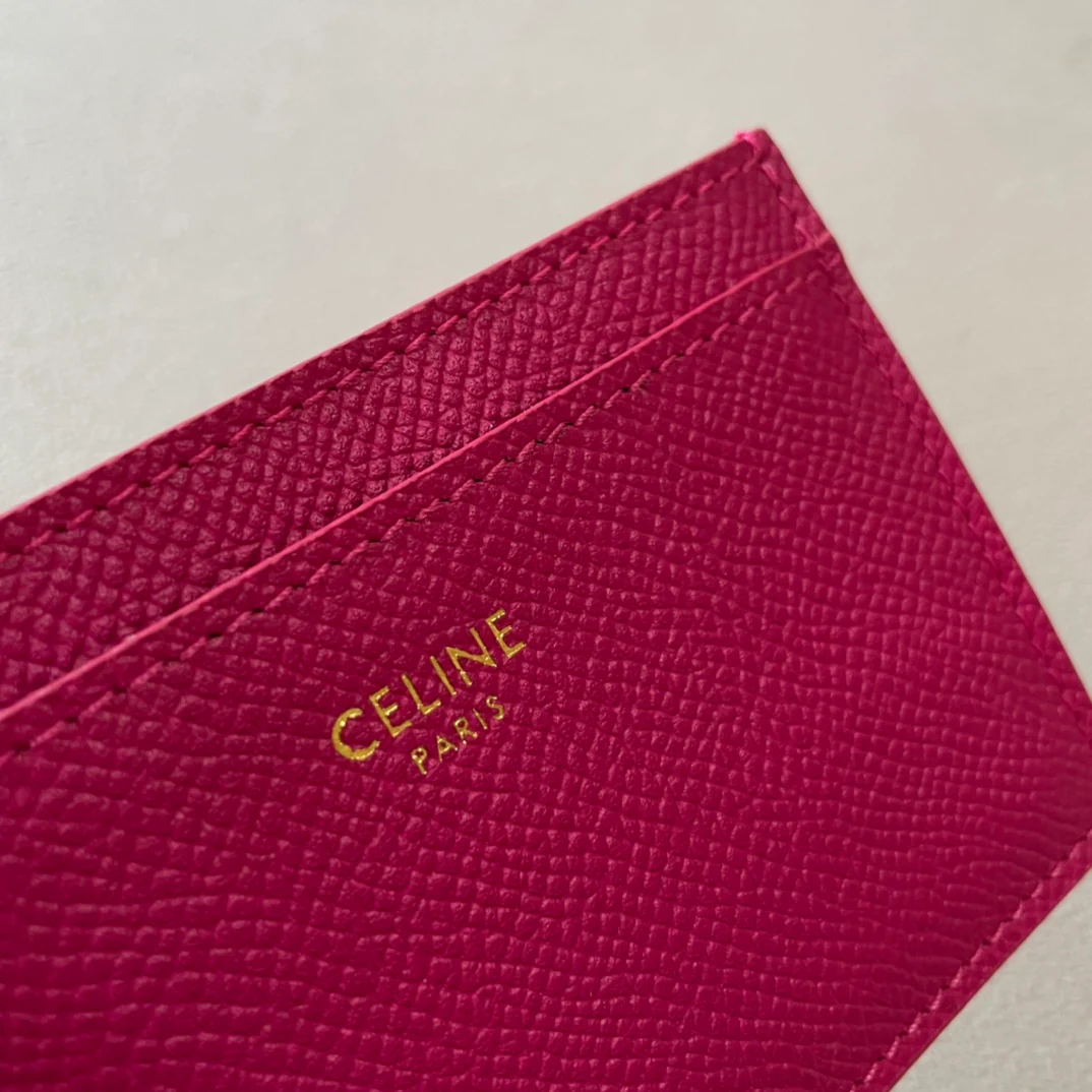 Небольшой держатель для карт Celine - зернистая телячья кожа - розово-красный
