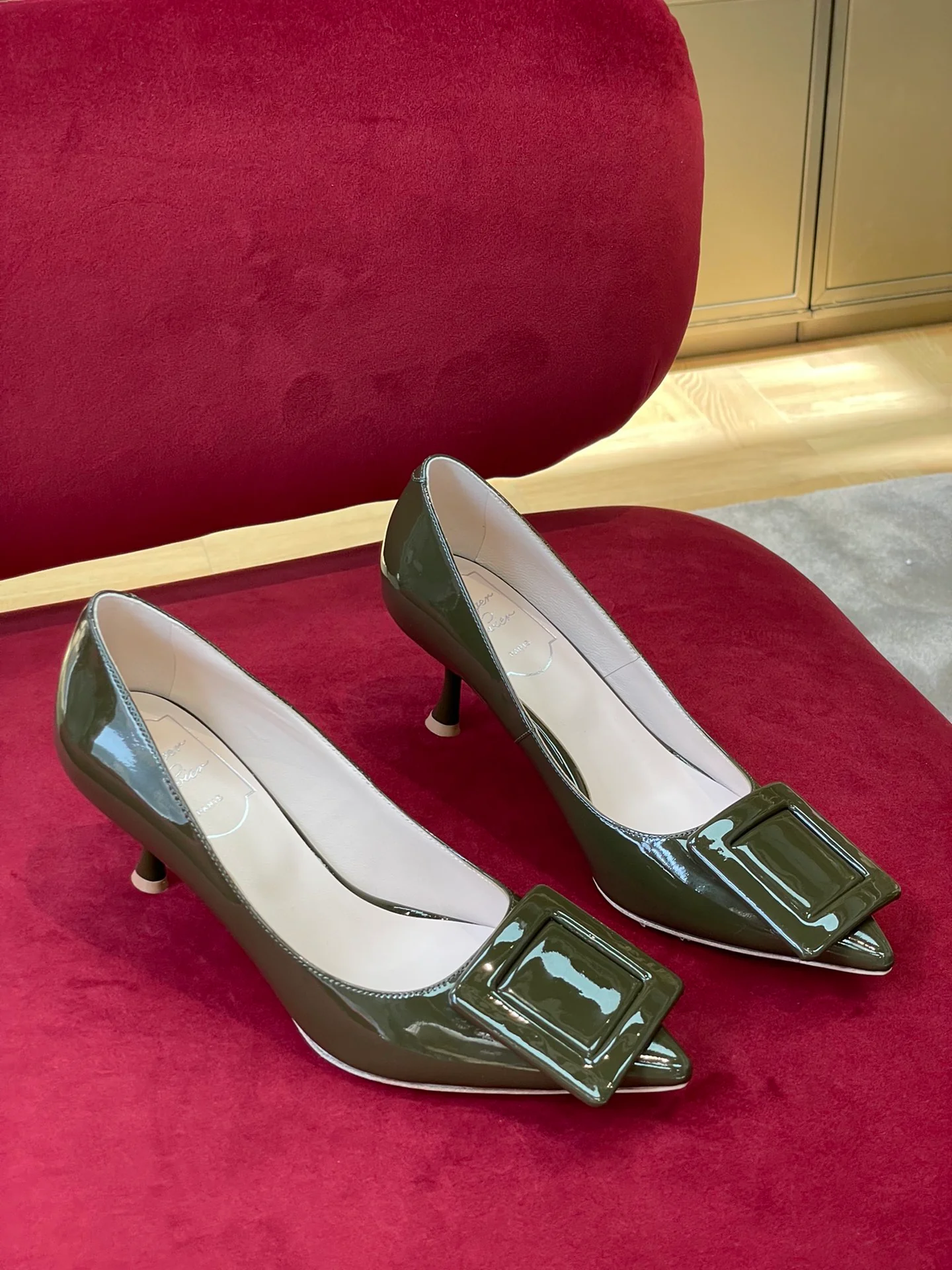 Туфли для автодомов - туфли на каблуке с острым носком - зеленые