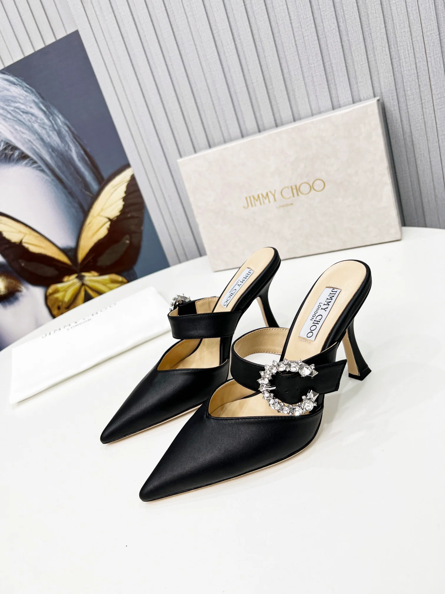 Туфли-шпильки Jimmy с острым носком - черные