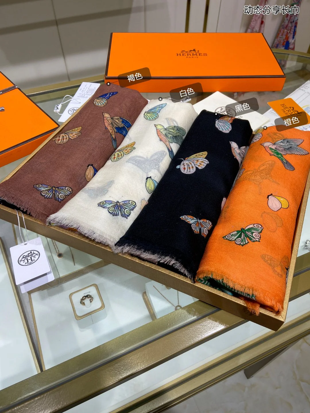 Hermes - Динамичный длинный шарф Dynamic Sharing - 110-200 см - 100 г - Кашемир премиум-класса