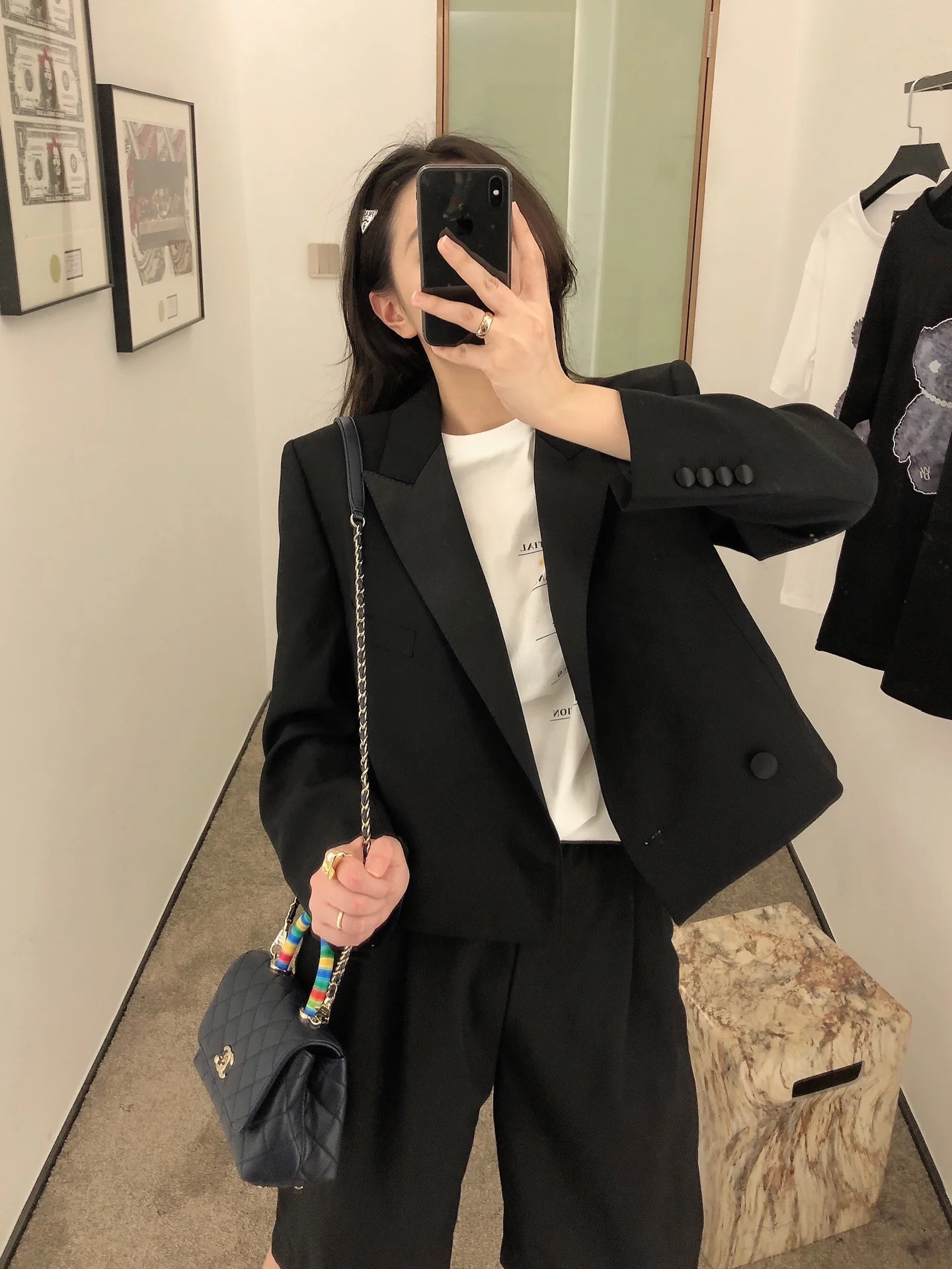 Мини-сумочка Chanel Coco Handle Rainbow Bag - темно-синяя