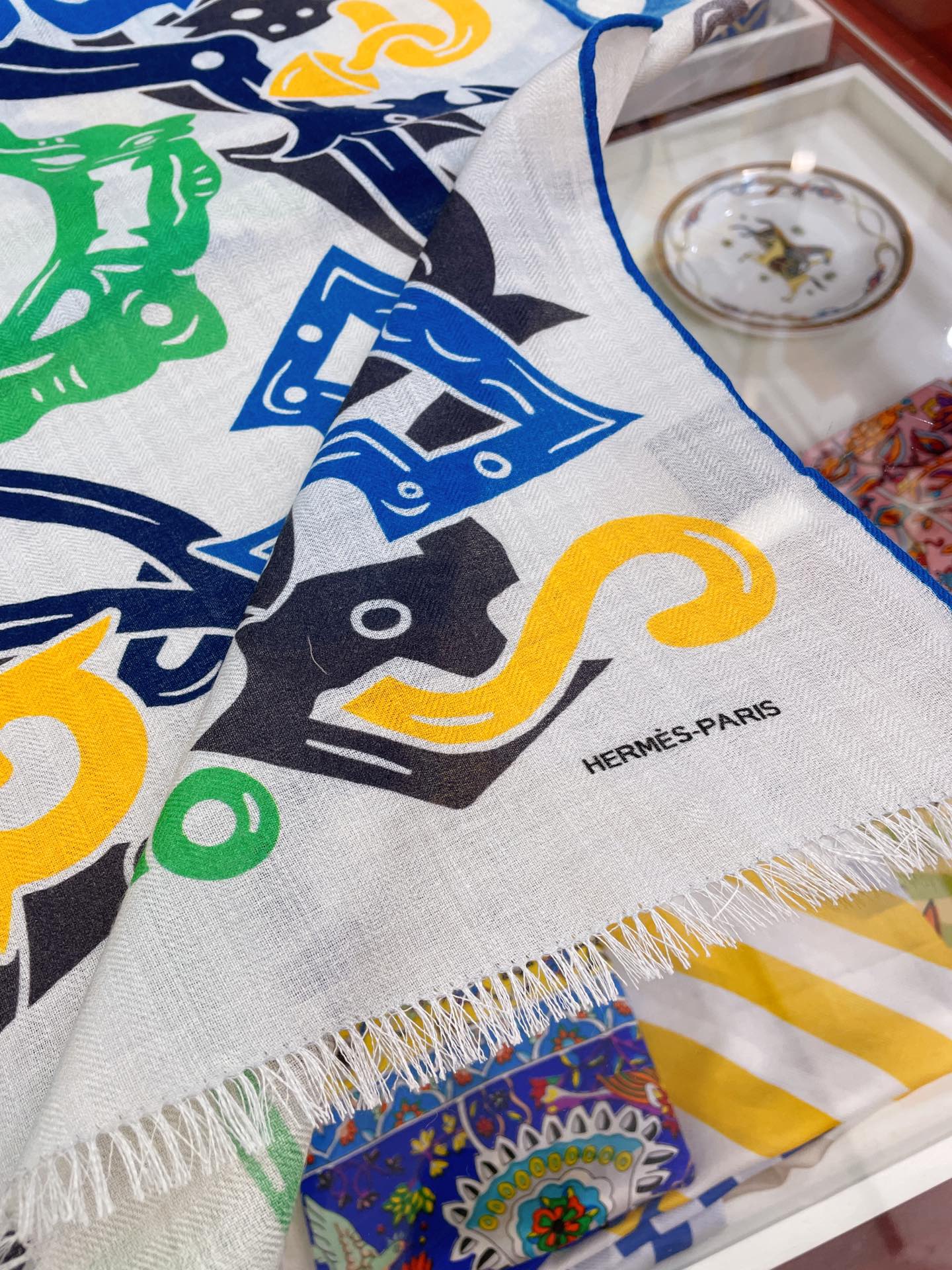 Hermes - Полосатый шарф - 180 см - 63 см - 70 см - Кашемир - 30 см - Шелк