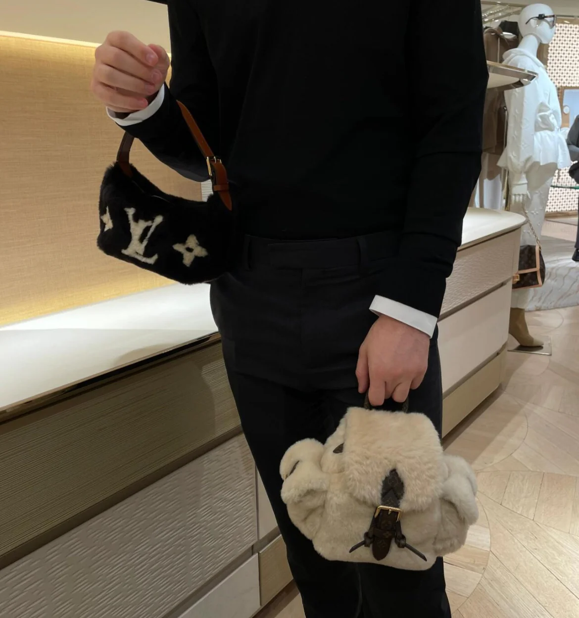 Рюкзак LV-m11919-nano-teddy из овечьей шерсти - белый