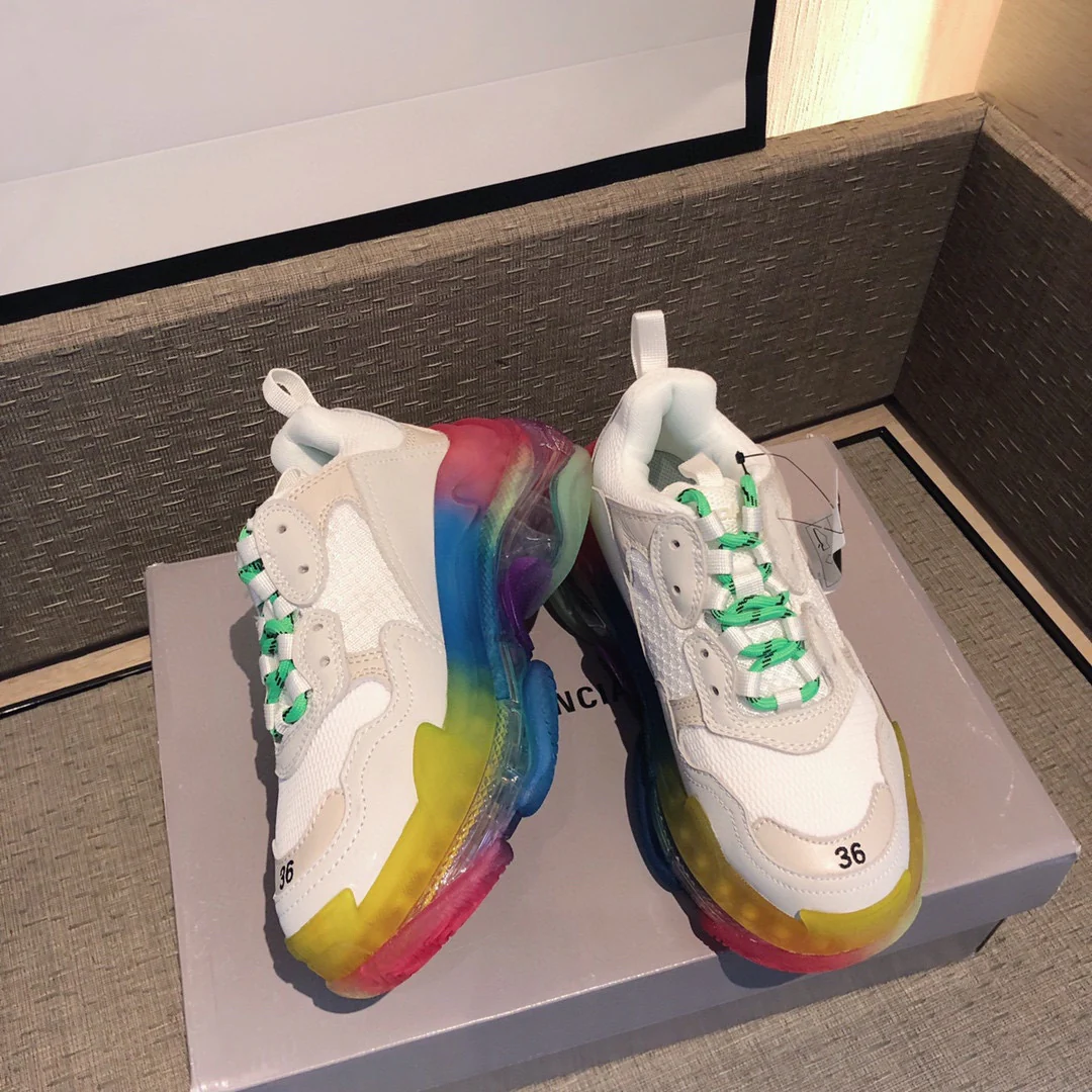 Кроссовки Balenciaga на платформе - массивные кроссовки - разноцветная резиновая подошва