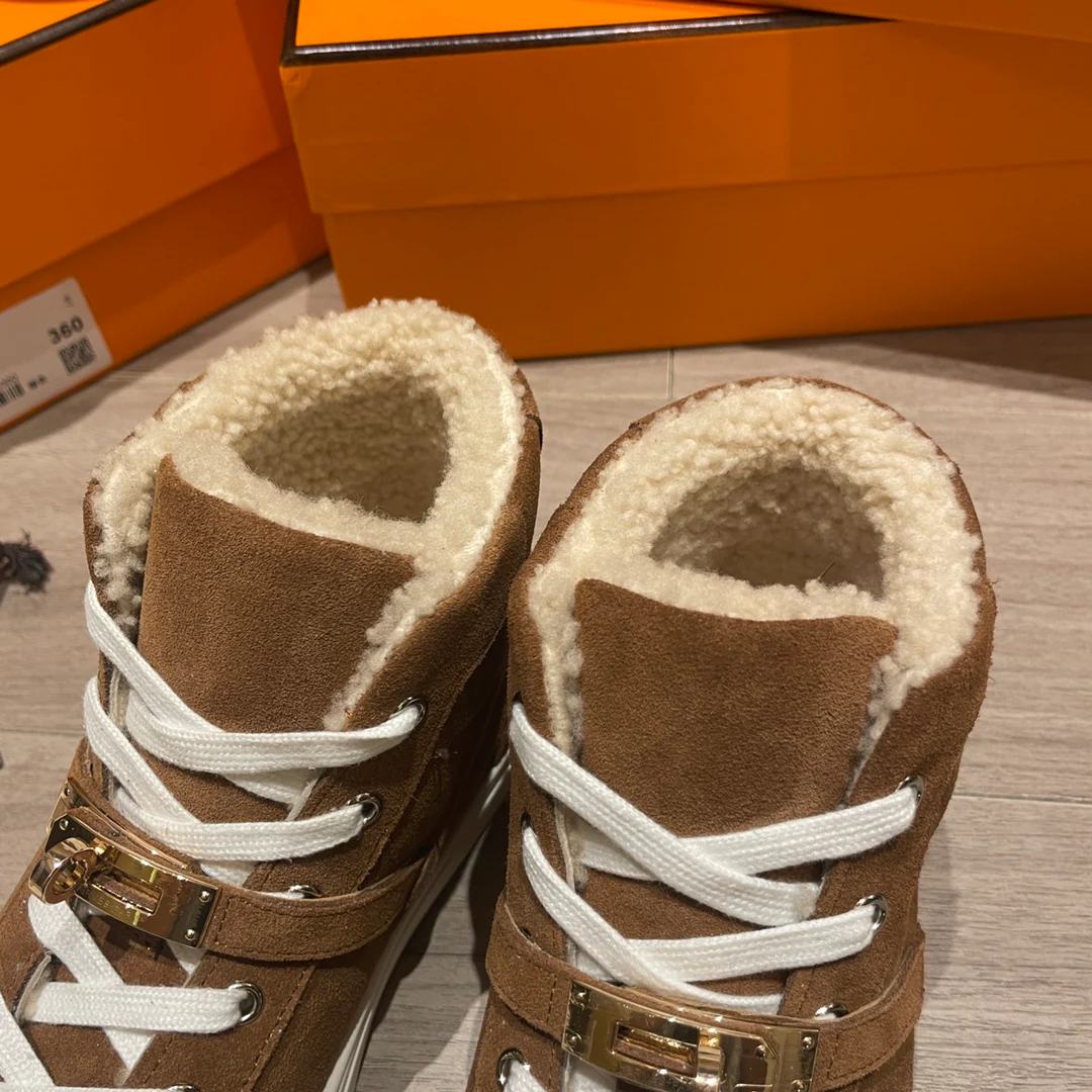 Высокие шерстяные кроссовки Hermes Kelly, низкие кроссовки унисекс, коричневые