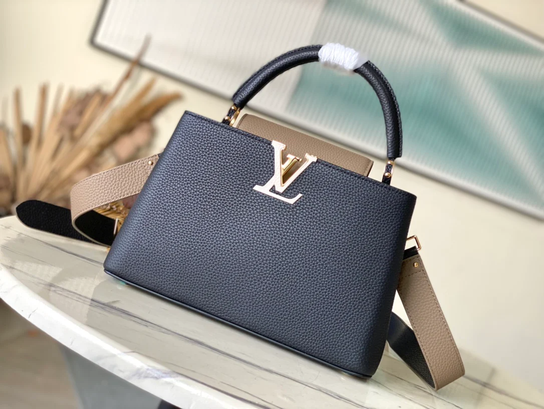 m22677-LV-capucines-Черные с заклепками в виде слоновьих лапок и серыми отверстиями для гвоздей-Средний размер