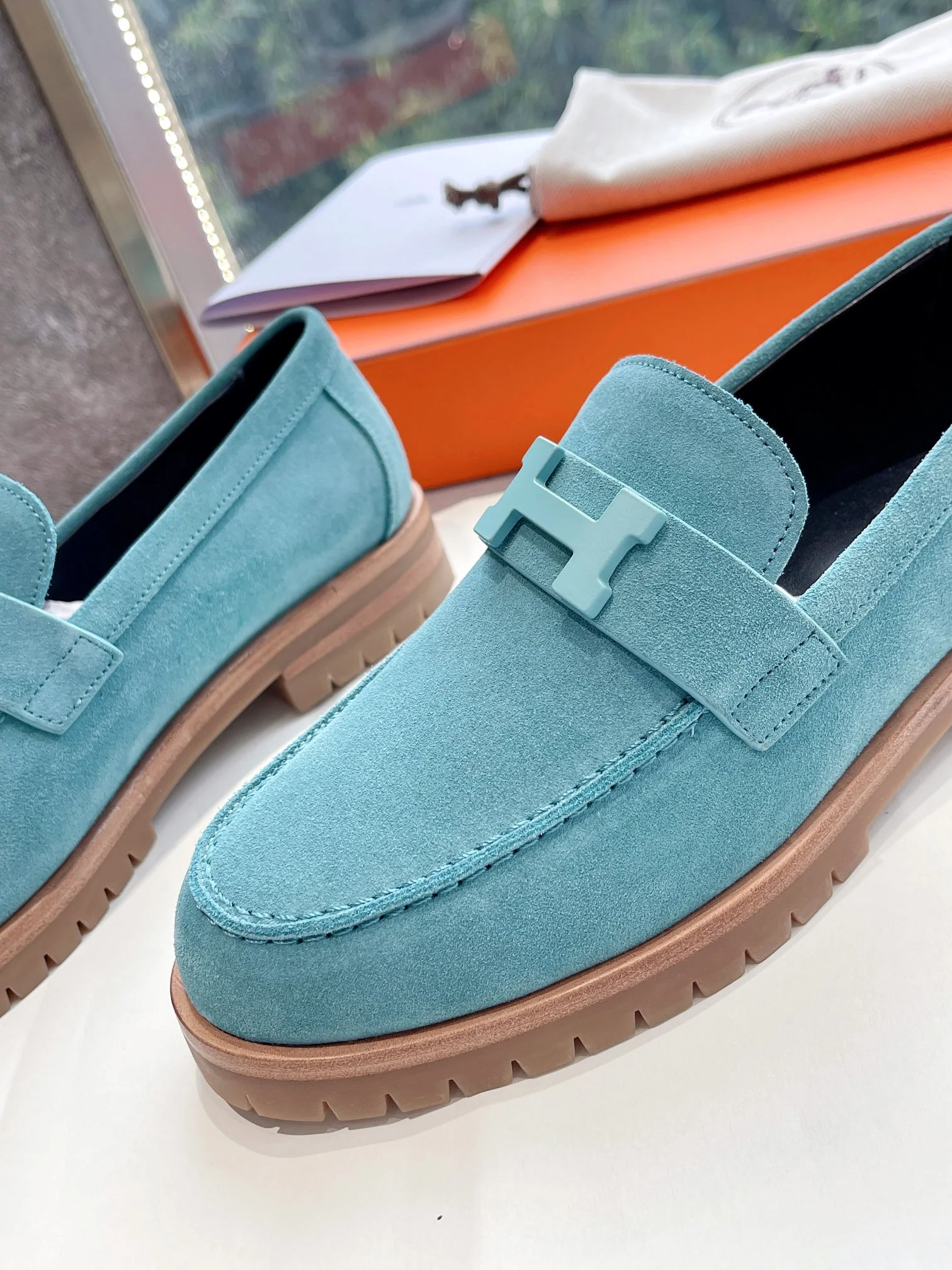 Лоферы Hermes 22FW - синие