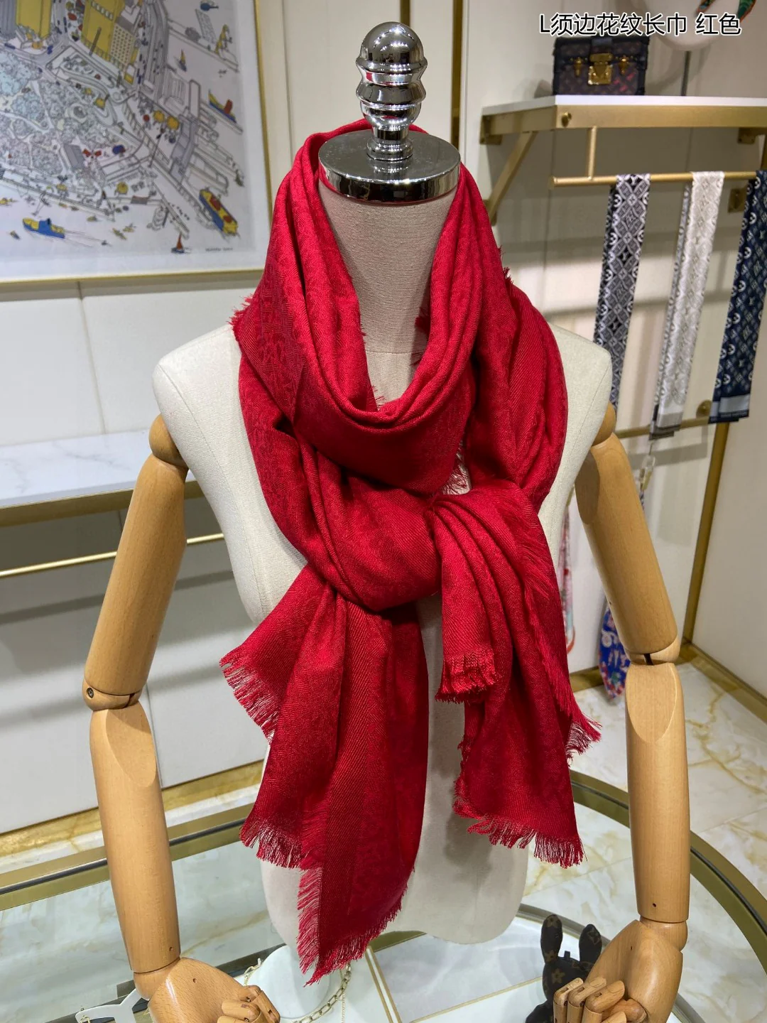 LV - Длинный шарф с бахромой - 60 - Шелк высшего качества - 40 - Шерсть - 1
