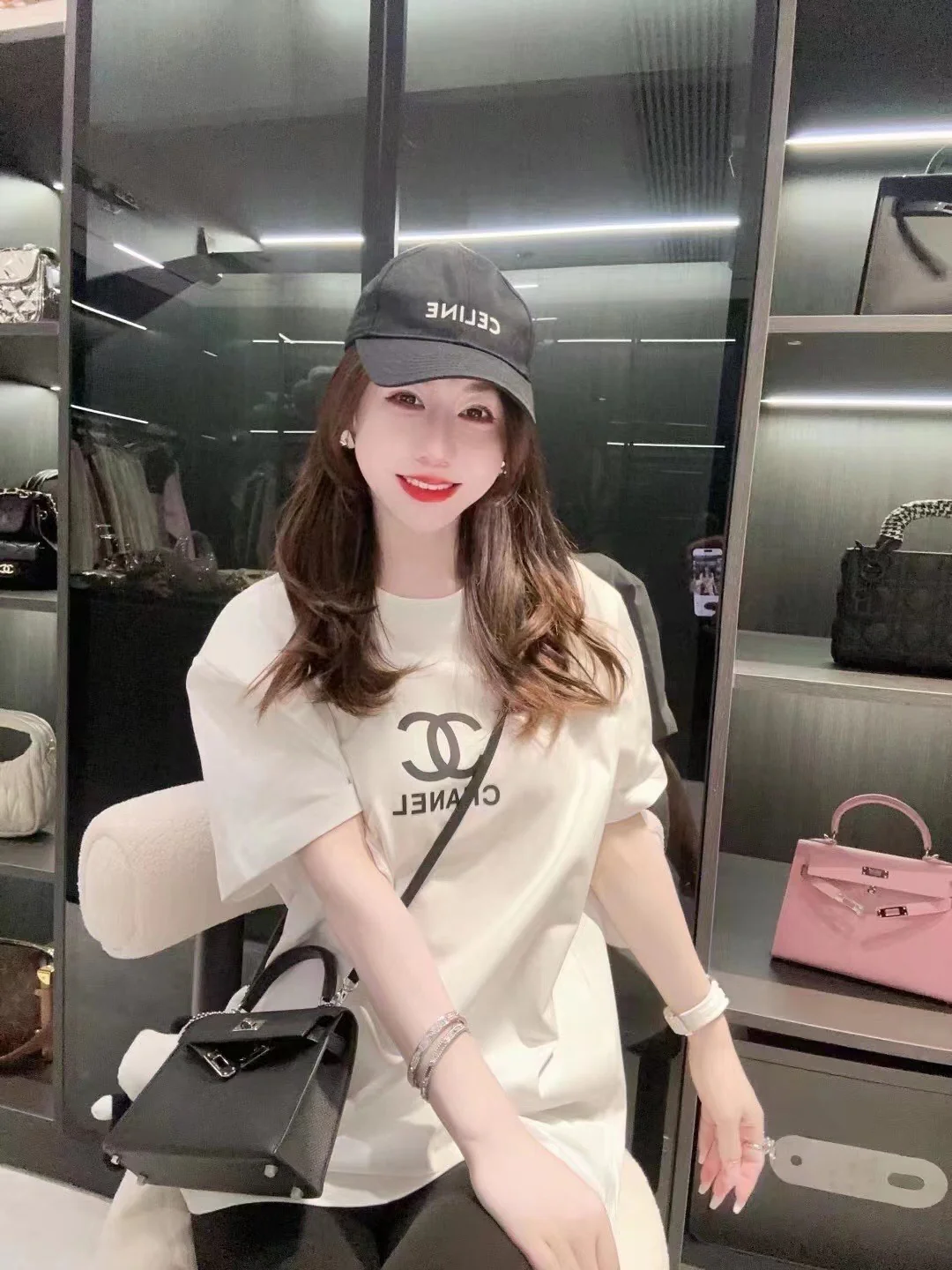 Chanel 2403 - Простая свободная хлопковая футболка с коротким рукавом