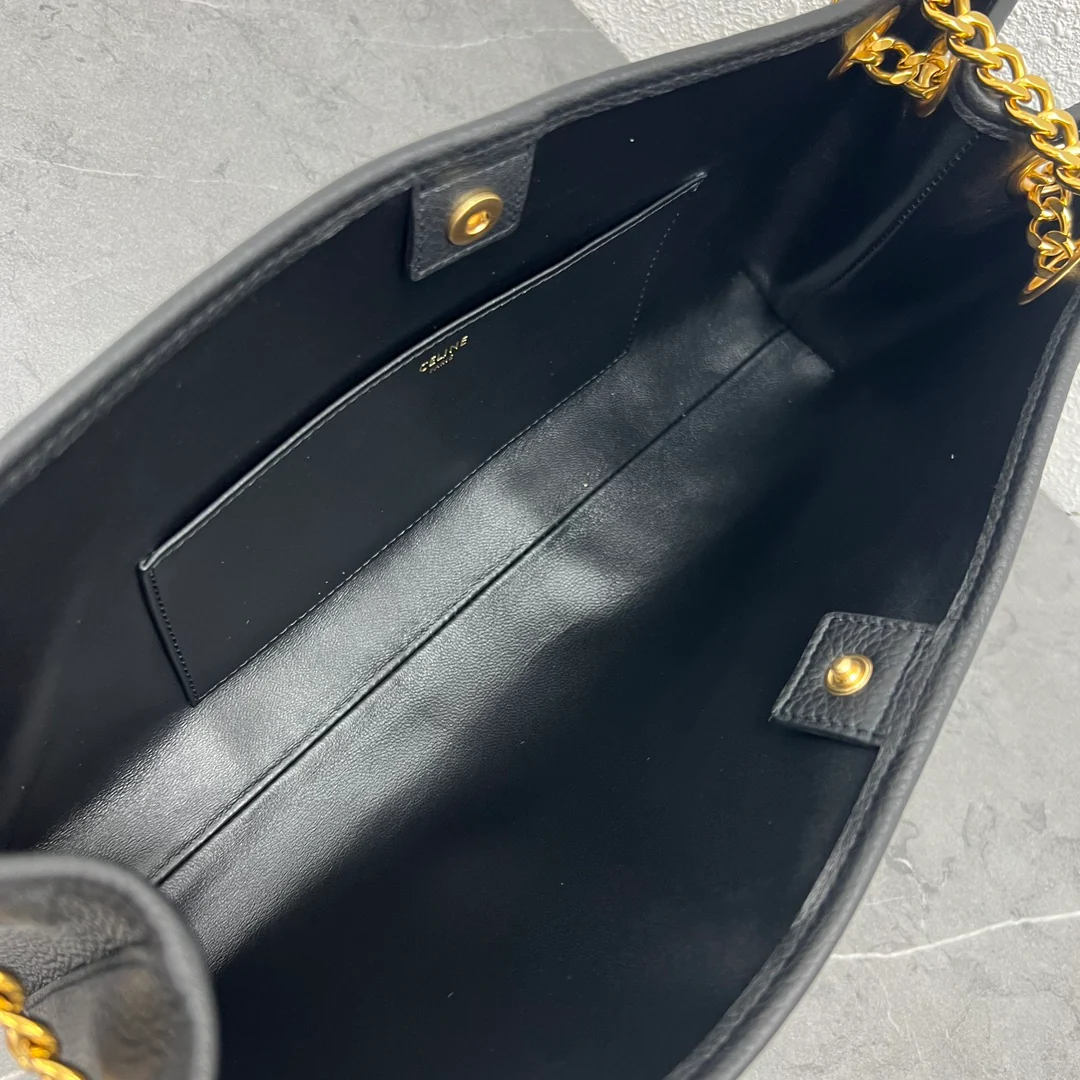 Сумка Celine New Newspaper Chain Bag - сумка через плечо с двойной цепочкой - черная