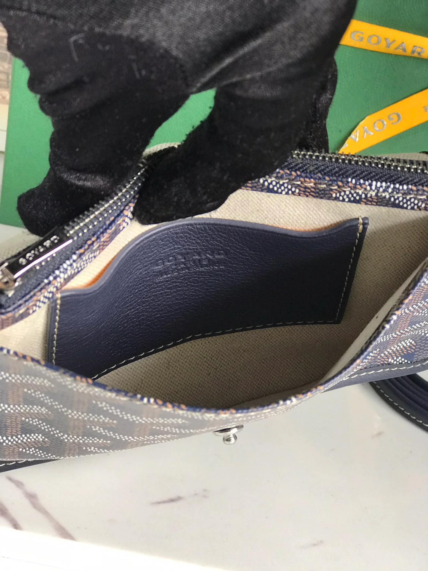 Тройная плоская сумка Goyard Plumet Series - Индиго