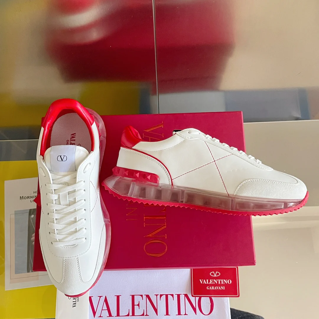 Valentino - Спортивные кроссовки с заклепками - Модель на воздушной подушке - Парный стиль - Красная отделка