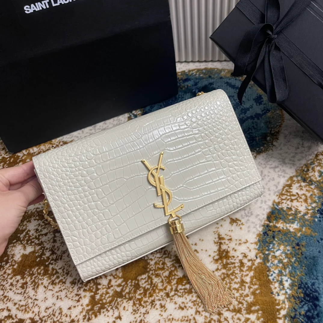 Сумка YSL Kate с цепочкой и крокодиловым принтом - Средний размер - 10