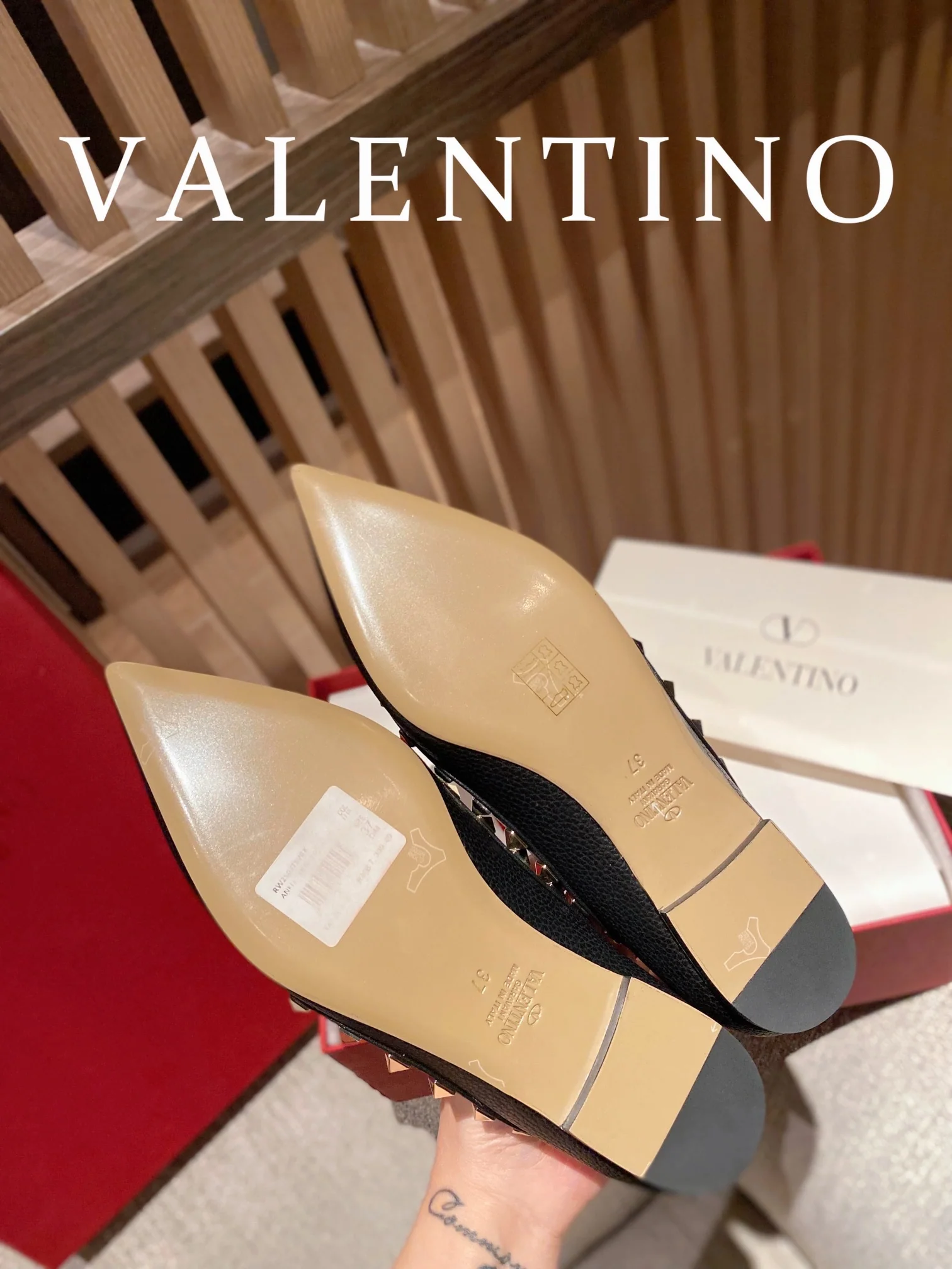 Valentino - Черные балетки с заклепками