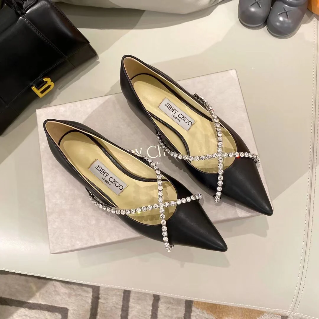 Туфли-балетки Jimmy Cross с цепочкой и стразами - черные