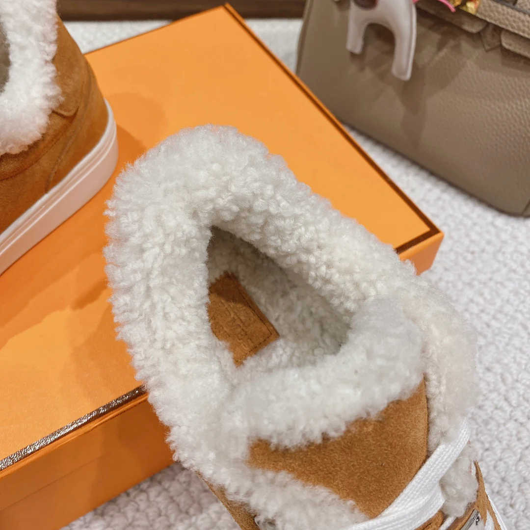 Высокие шерстяные кроссовки Hermes Kelly, низкие кроссовки, унисекс, светло-коричневые