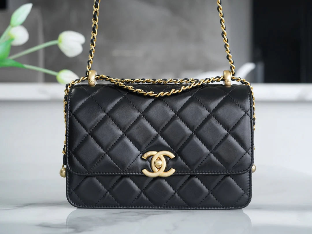 Chanel 24c Double Gold Ball CF Black
