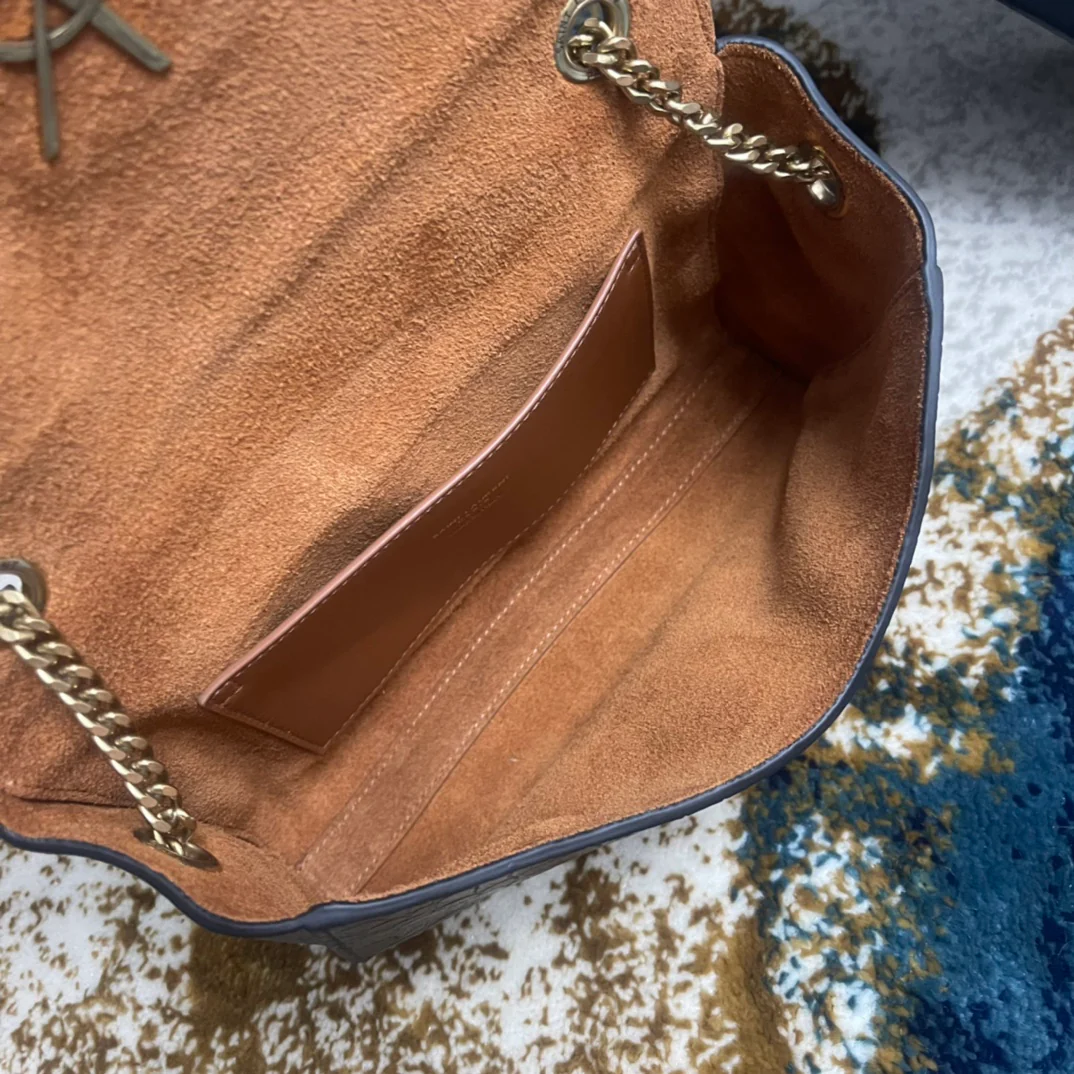 YSL-Kate Double Bread - Кожа с тиснением под крокодила - Черный - 22 см