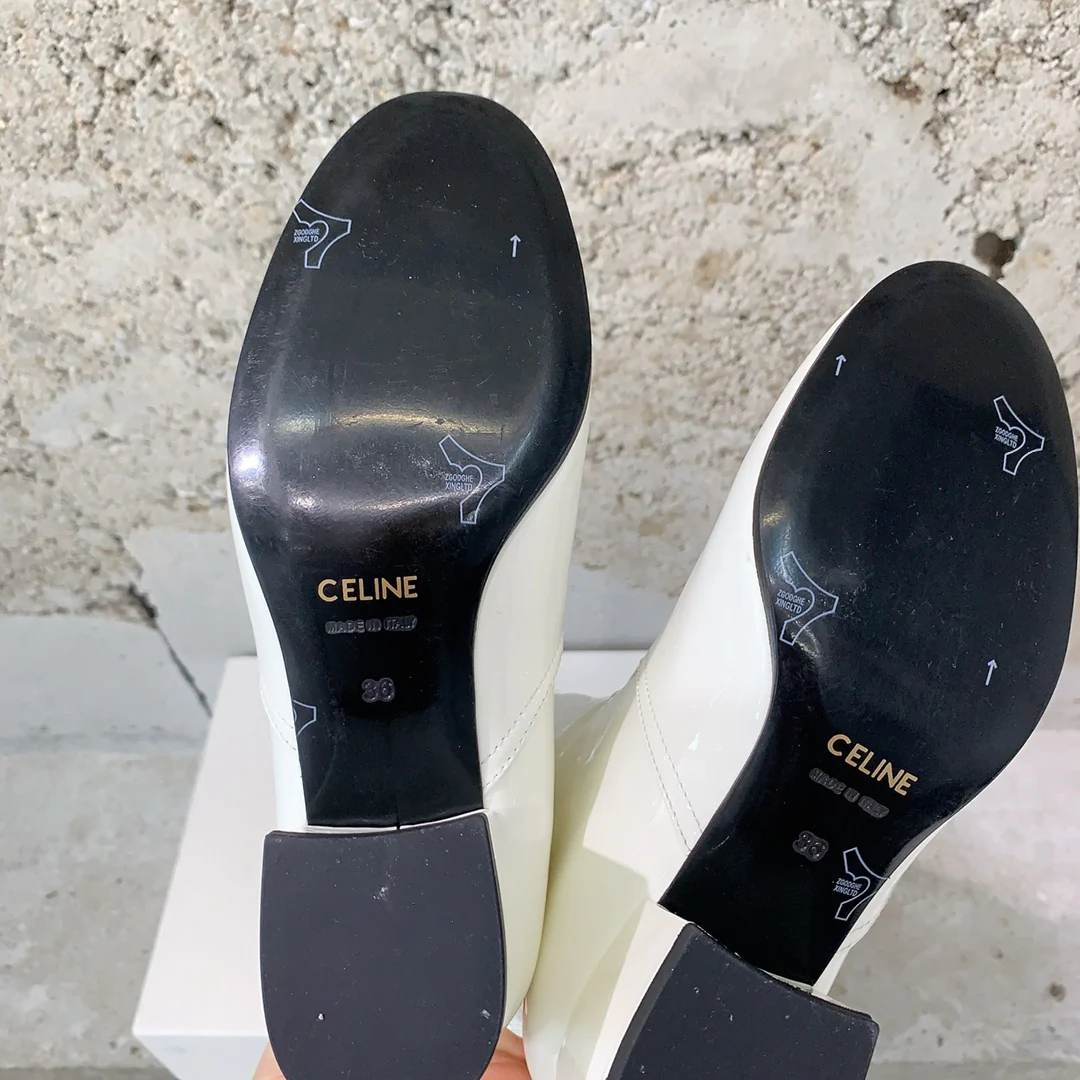 Ботинки Celine на низком каблуке 2024 года — белые
