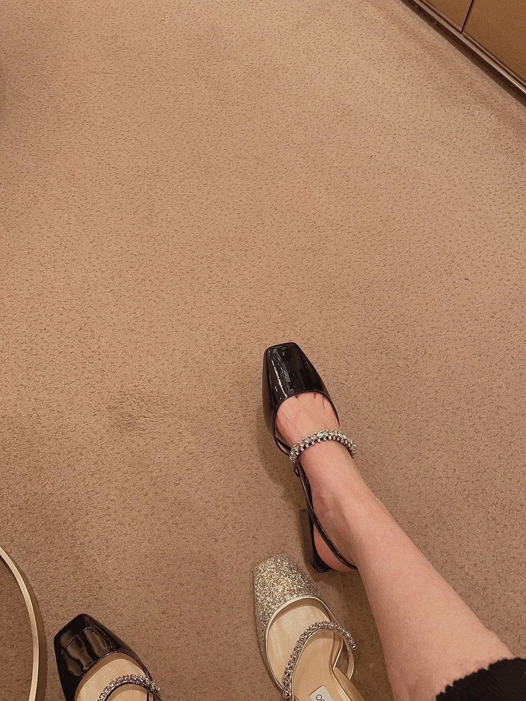 Черные сандалии-балетки Jimmy с квадратным носком