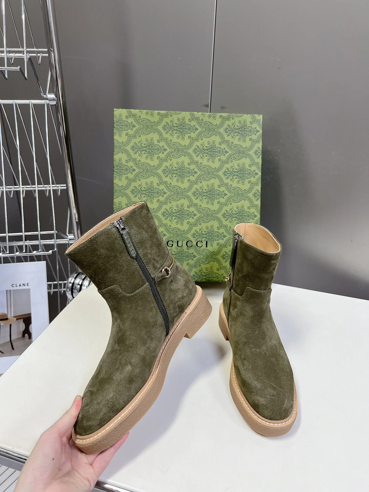 Ботинки для верховой езды Gucci 2024 - темно-зеленые - 1