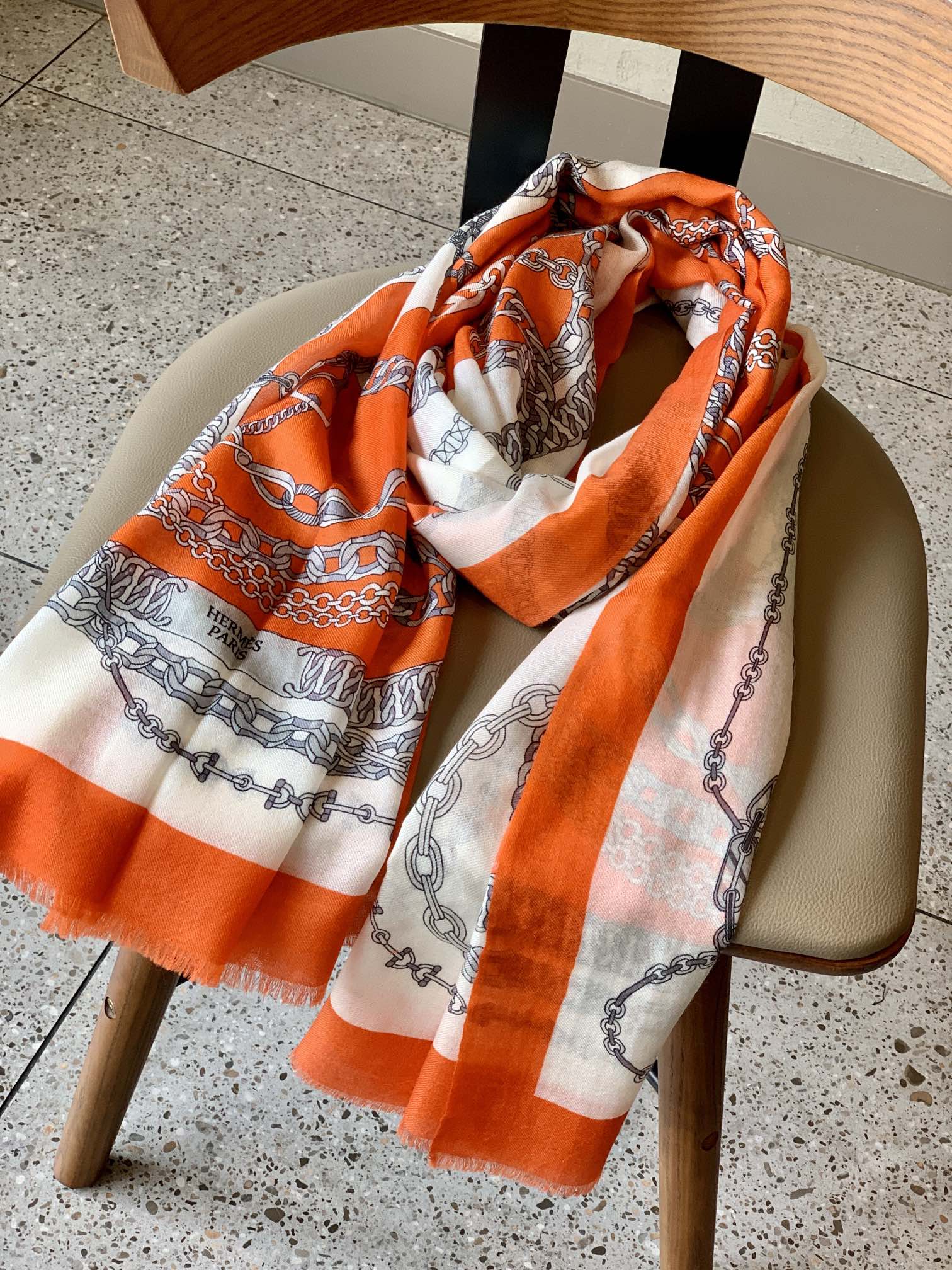 Шарф-цепочка Hermes - 100-200 см - 100 см - высококачественный кашемир - 1