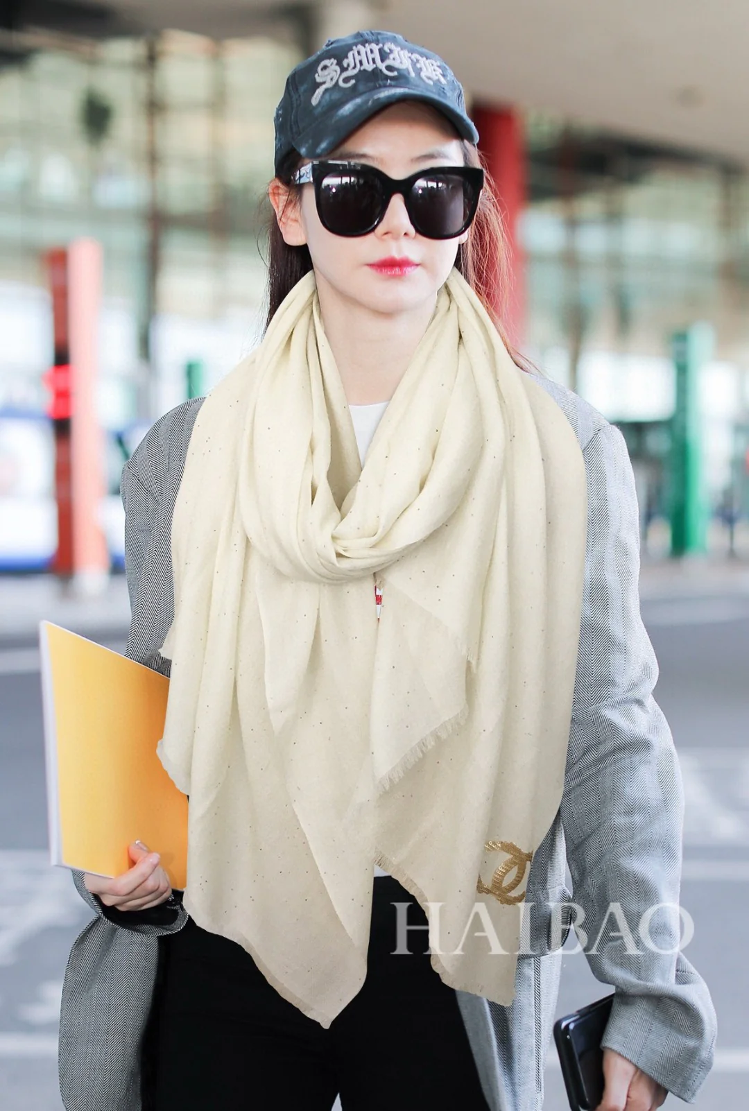 Длинный шарф Chanel Double C с пайетками - 100 см - 200 см - 100 см - Высококачественный чистый кашемир - Белый