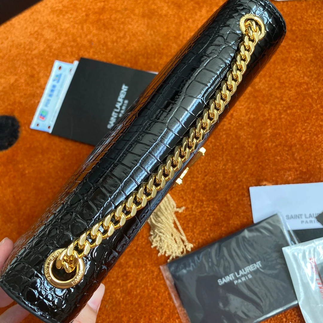 Сумка YSL Kate с цепочкой и крокодиловым принтом - маленькая