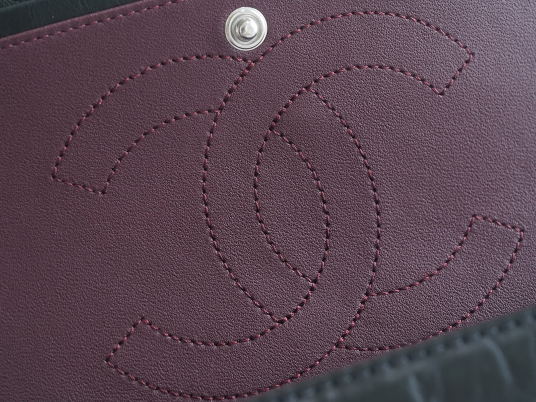 Chanel 2-55 - Черная застежка с V-образным узором - Кожа теленка, длина 28 см