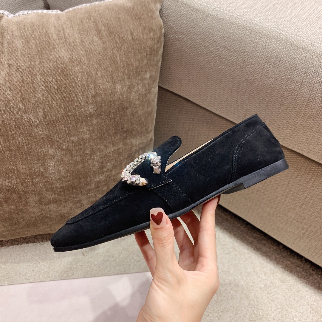 Лоферы Jimmy Sparkling Crystal - черные