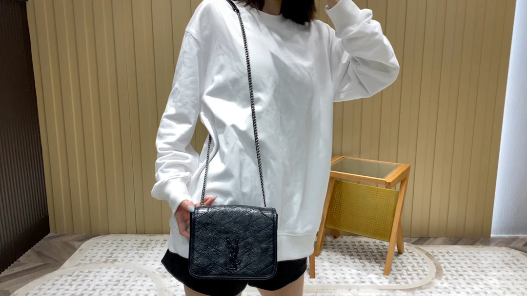 Сумка через плечо YSL-niki с цепочкой, черная.