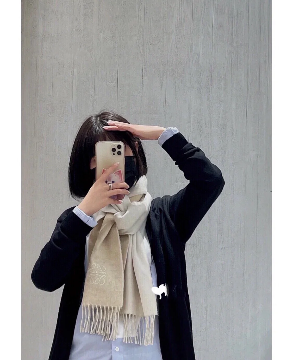 Шарф ?Лолита? с вышивкой ?Водяная рябь? — 100 г — Кашемир — Абрикосовый