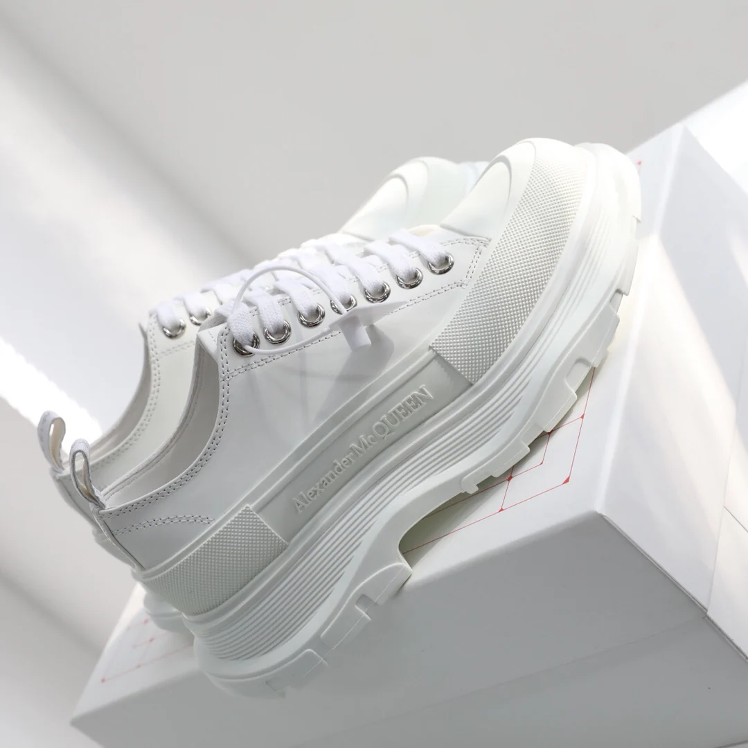 Ковбойские туфли на платформе McQueen, унисекс, белые.