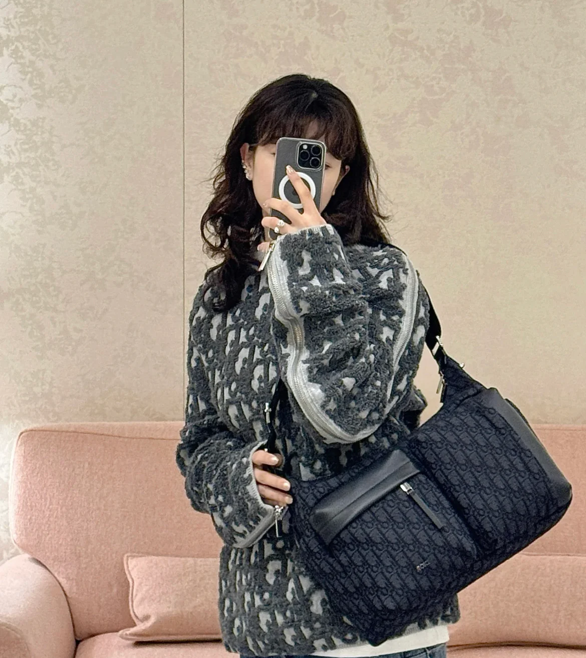 Мягкая сумка-мессенджер Dior Rider - Большая - Черная