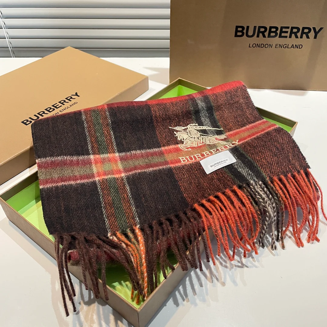 Классический полосатый вязаный шарф из кашемира Burberry - 32х180 см (без кисточек)