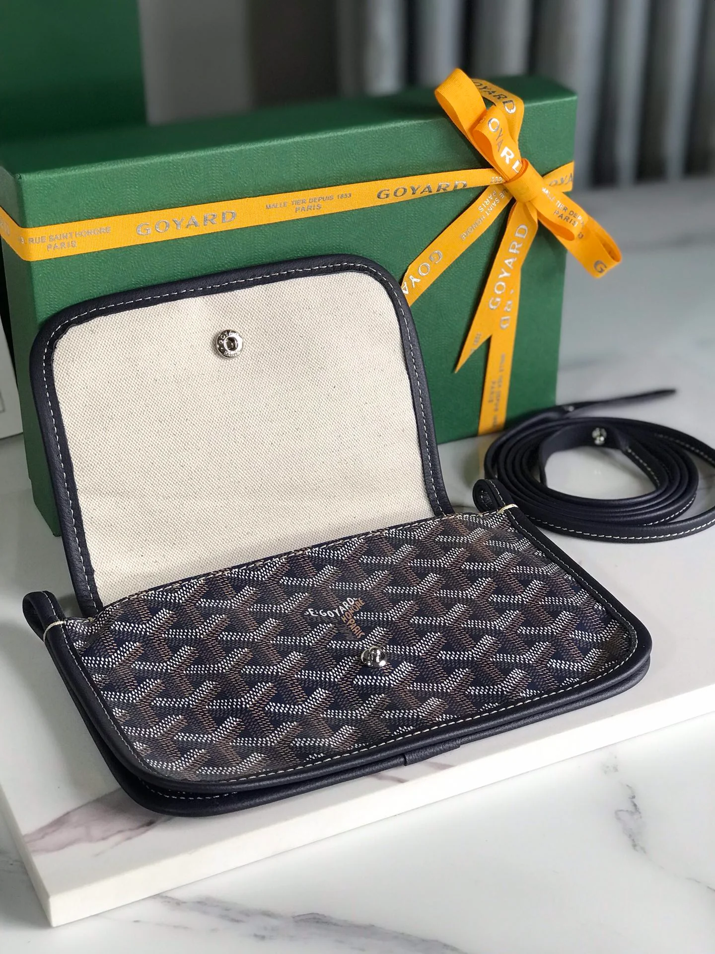 Тройная плоская сумка Goyard Plumet Series - Индиго