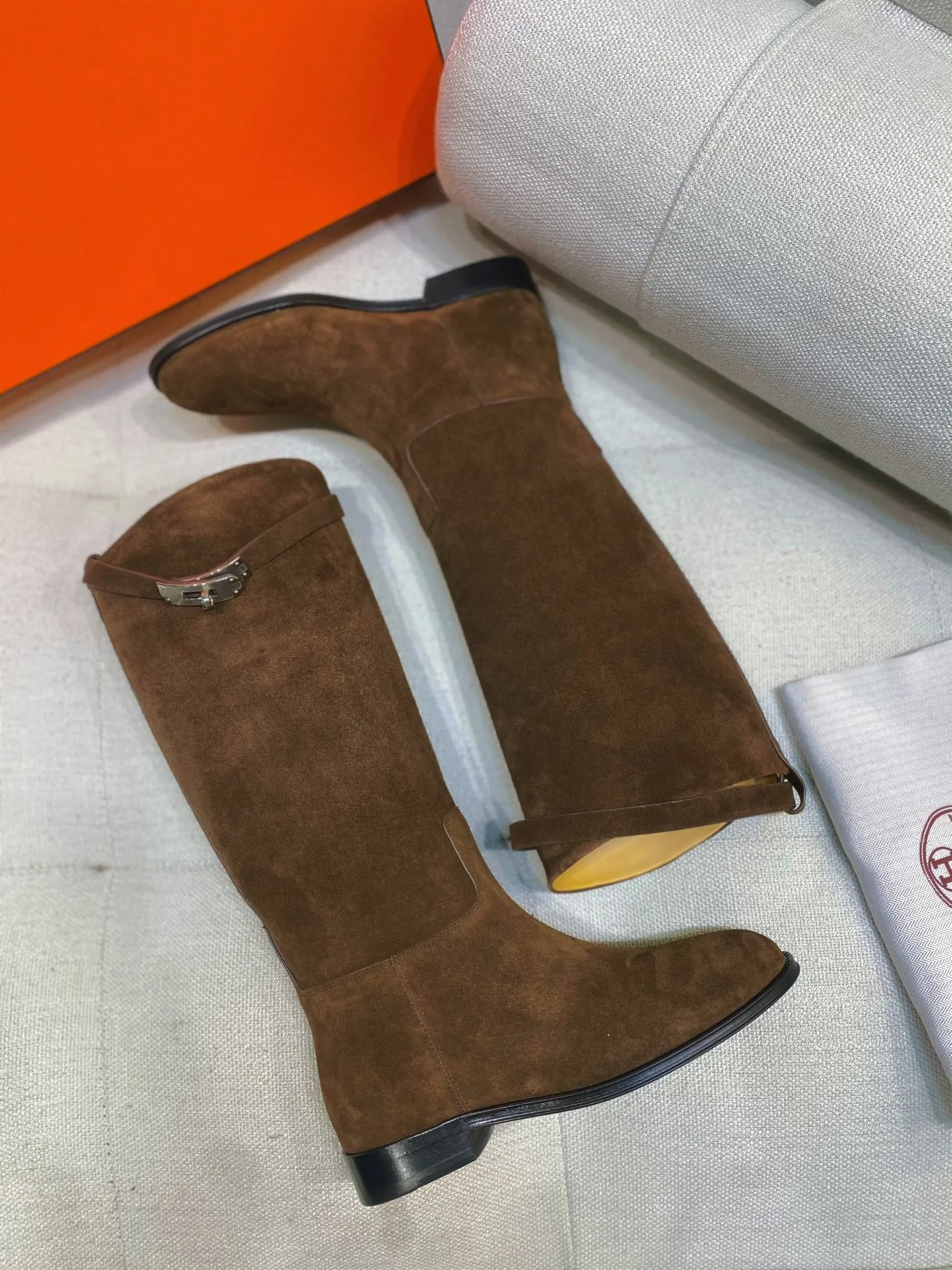 Высокие сапоги Hermes 2024 - Кофейно-коричневый