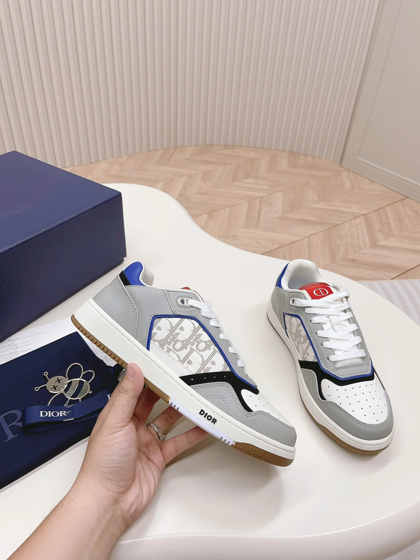 Серия Dior B27 - Низкие повседневные туфли - Унисекс - Серо-голубые