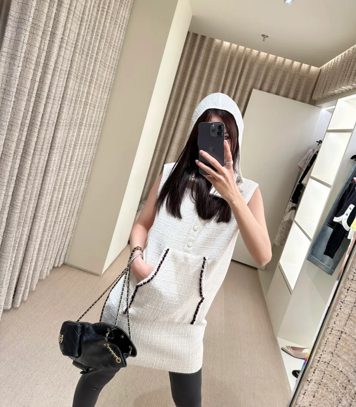 Рюкзак Chanel 25c на завязках - черный