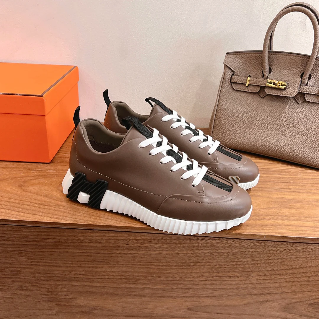 Повседневные туфли Hermes 2024 - Кофейно-коричневый - 1