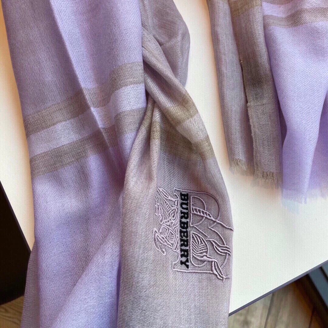 Классический клетчатый шарф Burberry - 100 см - 200 см - 100 см - Кашемир - Фиолетовый