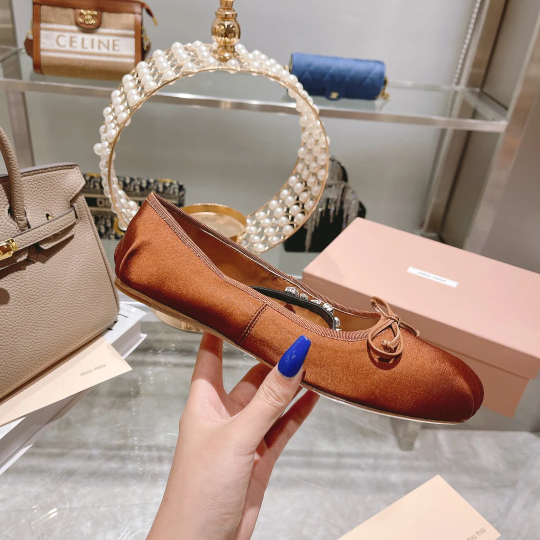 Балетки Miu Miu - French Fairy Ballet Flats - коричневые