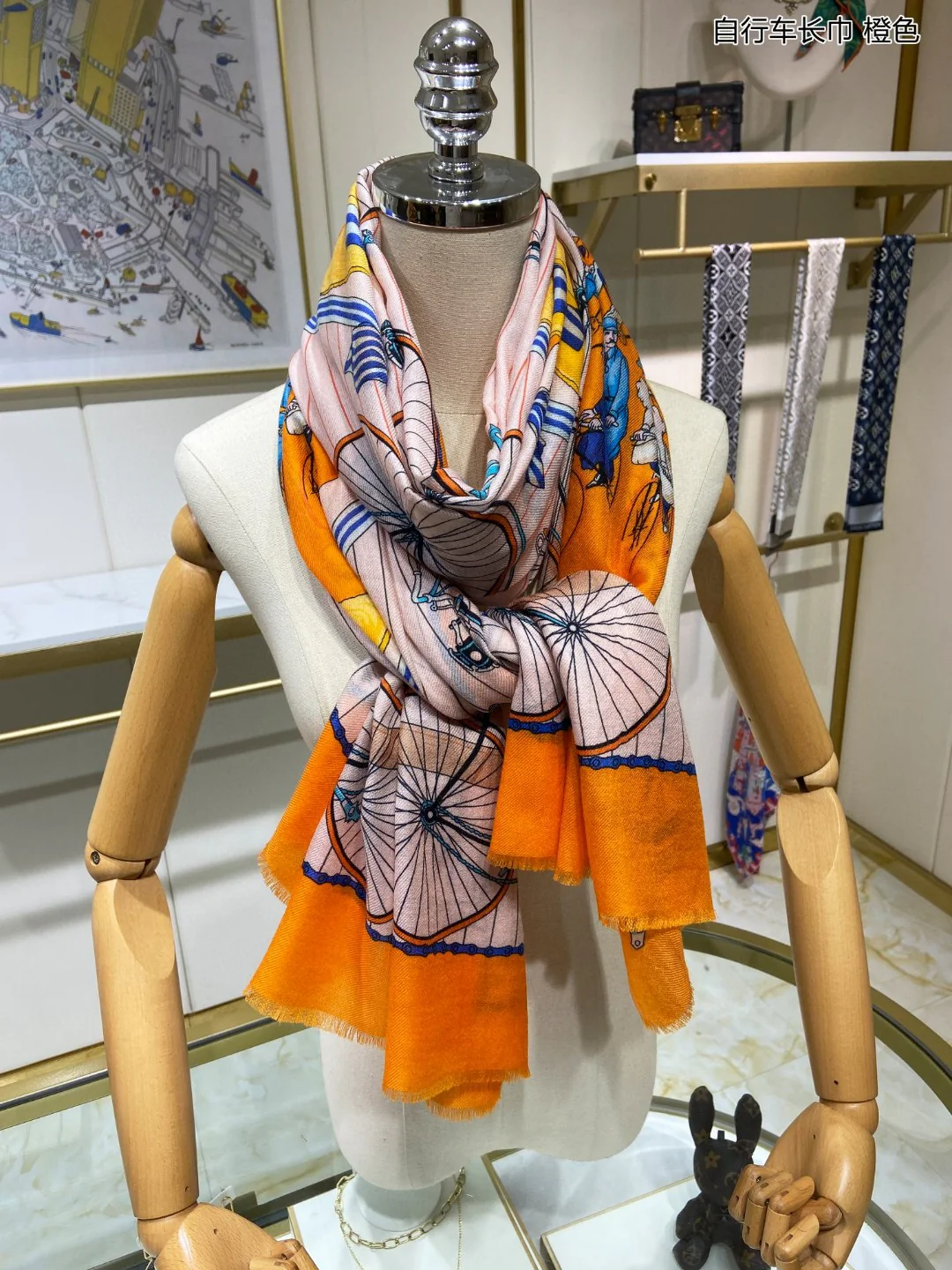 Hermes - Велосипедный шарф - 110-200 см - 100% - Кашемир премиум-класса