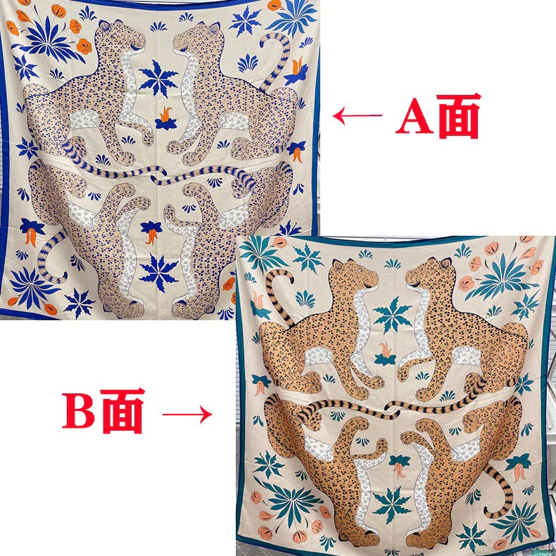 Большой двусторонний шарф Hermes - 136 см - 30 - Шелк 70 - Шерсть - 3