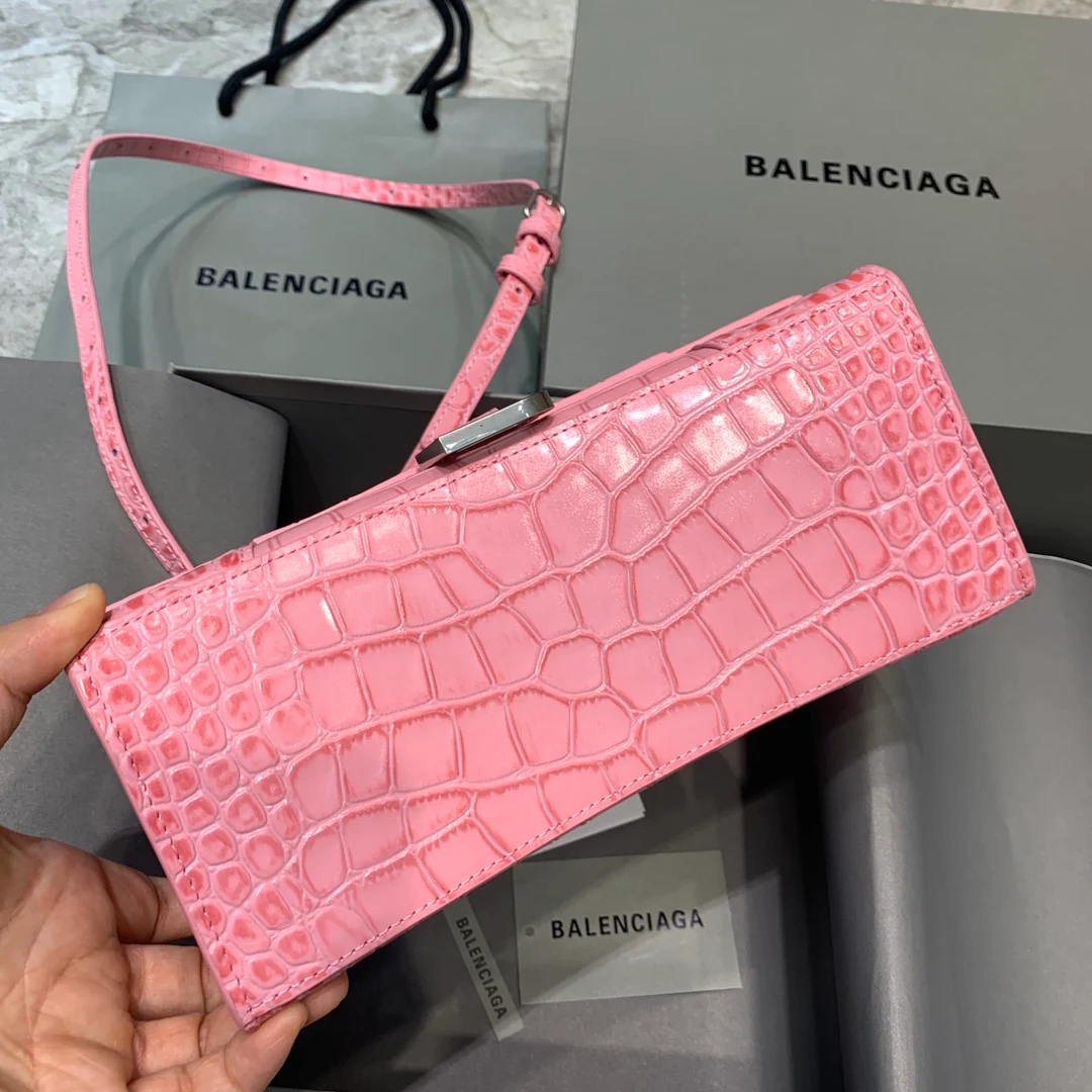 Сумка Balenciaga Hourglass — персиково-розовый с крокодиловым принтом