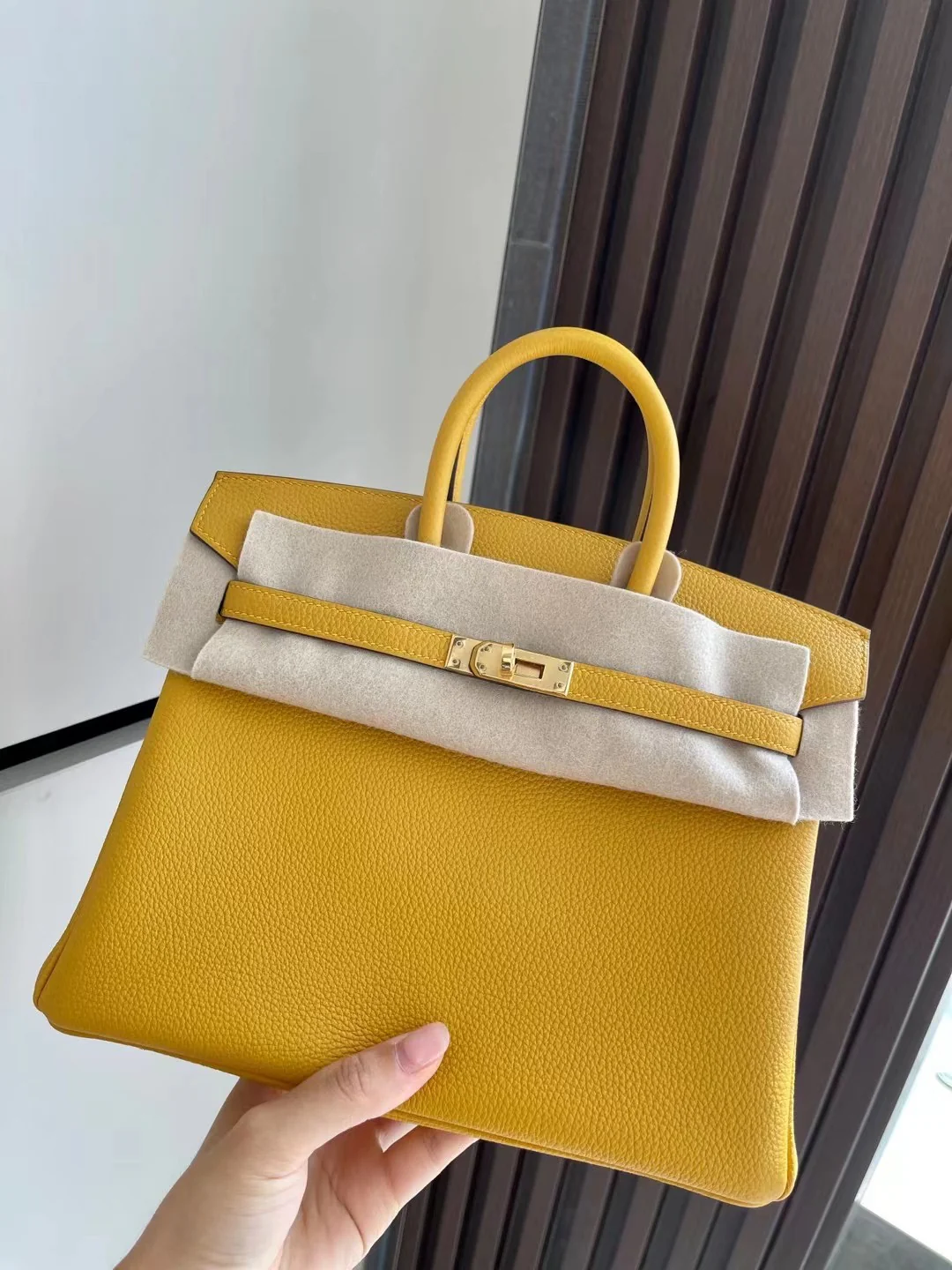 Пряжка Hermes Birkin 25 Togo из янтарного желтого золота
